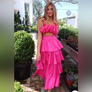 Boutique ruffle maxi skirt set S-L